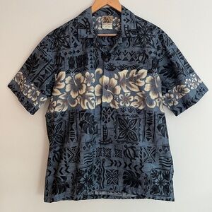 HAWAIIAN SHIRT Winnie Fashion Made Hawaii 100% Cotton Tropical Flower Tiki Bar